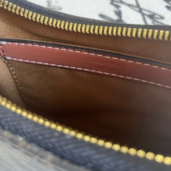 Small Ava Half Moon Crescent Bag in Triomphe Canvas and Calfskin in Tan - Picture 8 of 14